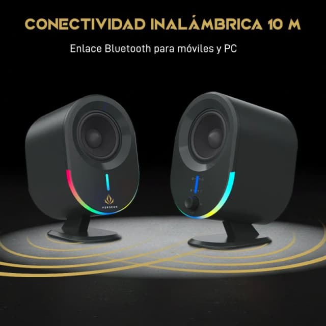 Detalle 2 de Forgeon Aether altavoces gaming 2.0 con Bluetooth 5.3 y RGB, 30W (negros)