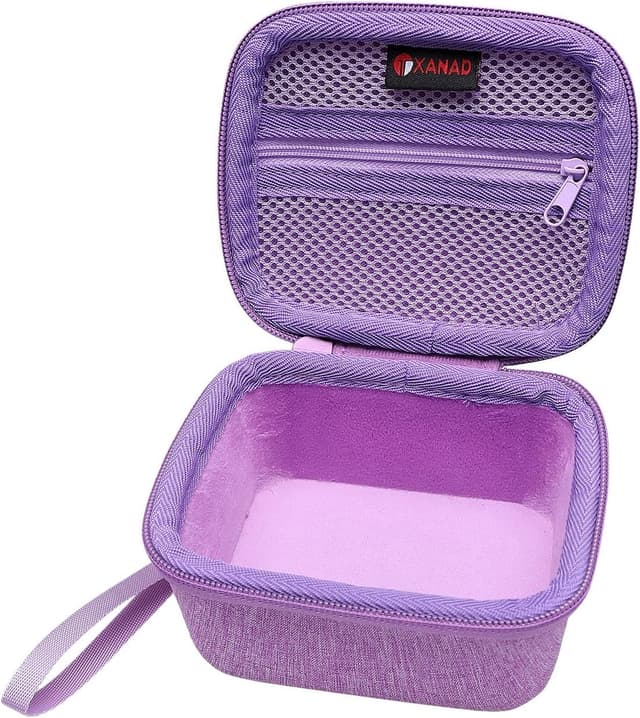 Detalle de XANAD Kinderkamera Tasche für Sofortbildkamera – Schutzhülle mit Thermodruckpapier, Gurt und Hartschale (Lila)