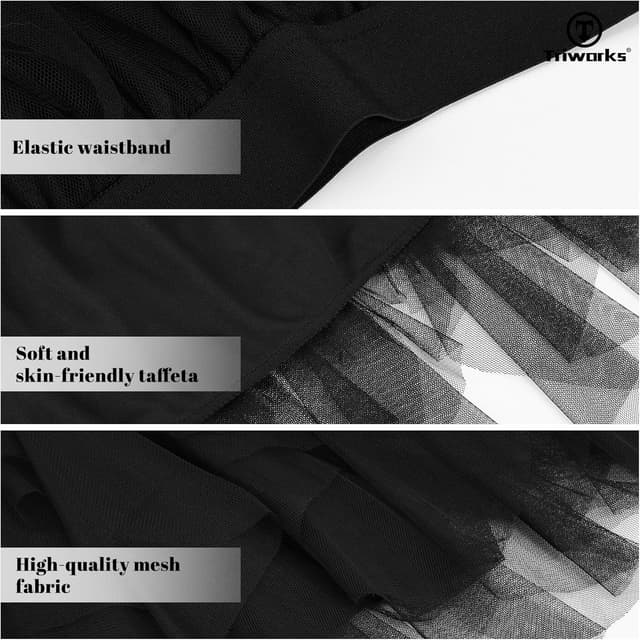 Detalle 2 de TRIWORKS Tulle Skirt for Women – Irregular Elastic High Waist Layered Midi Mesh Tutu