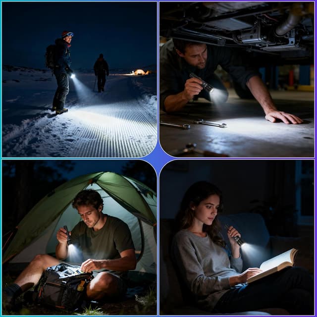 Detalle de Rechargeable Flashlights High Lumens 2-Pack (5 Modes) with LCD Power Display, Type-C Charging, Tactical Focus Beam