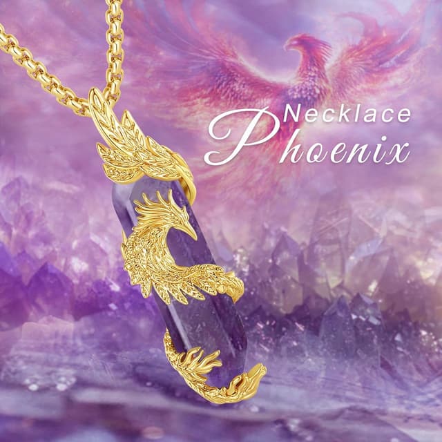 Thumbnail 6 de INFUSEU Kristall Phönix Kette mit Vogelhänger (Lapislazuli Optik) – Spiritueller Anhänger als Halskette