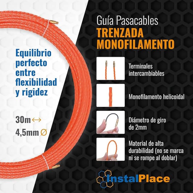 Detalle 2 de InstalPlace Pasacables trenzada 4,5 mm 30 m