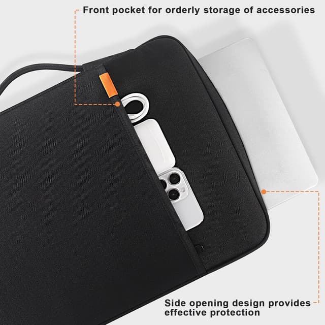 Detalle de ROEPHY Laptoptasche für 17–17,3 Zoll – stoßfeste Slim Hülle mit Tragegriff (Schwarz)