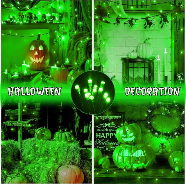 Detalle 2 de Gcstnn Battery Fairy Lights (5m / 50 LEDs) with 6h Timer, IP65 Waterproof – Green cable for Halloween decor