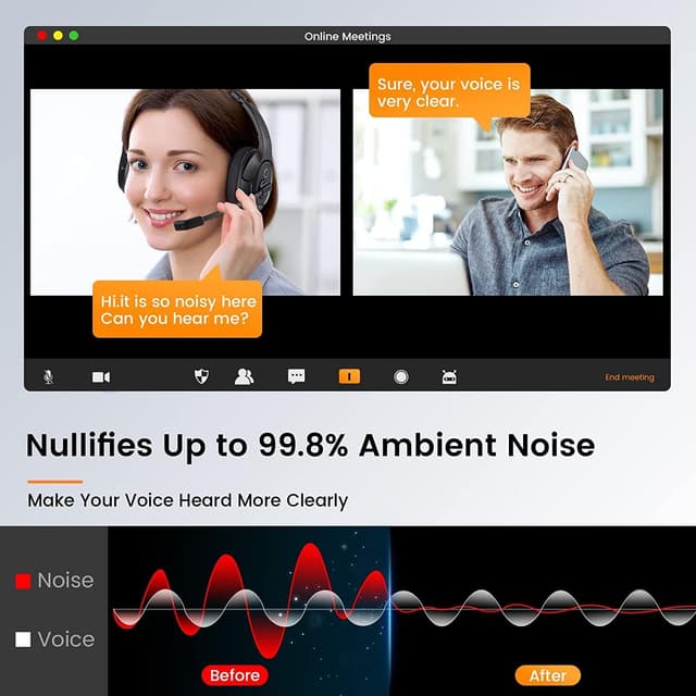 Detalle de EKSA H2 USB headset with noise‑cancel mic