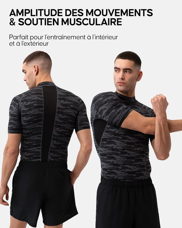 Detalle de DANISH ENDURANCE T-shirt de compression à séchage rapide (lot de 2) pour la course et l’entraînement