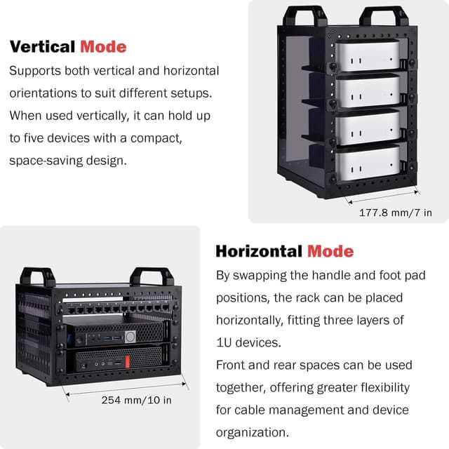 Detalle de GeeekPi DeskPi RackMate TT mini server cabinet for mini PCs (10-inch, 3U style)