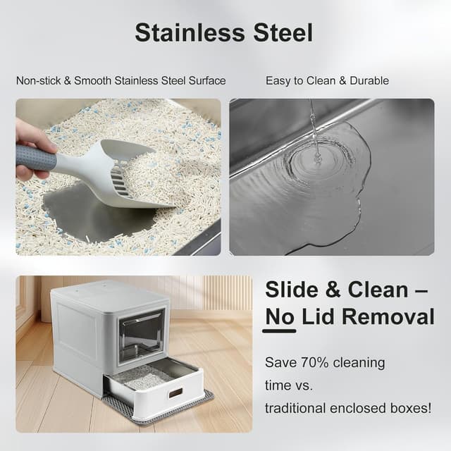 Detalle 2 de Marchul Enclosed Stainless Steel Cat Litter Box 🐱