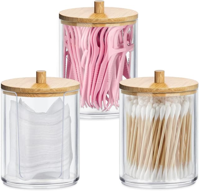 Detalle de Gigmeta Acryl Wattestäbchen Behälter 3er-Set