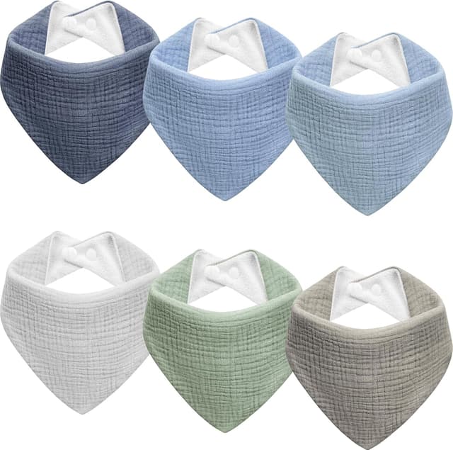 Detalle de Kewlife gift Baby-Lätzchen aus Musselin – verstellbares Dreieckstuch als Halstuch für Jungen & Mädchen