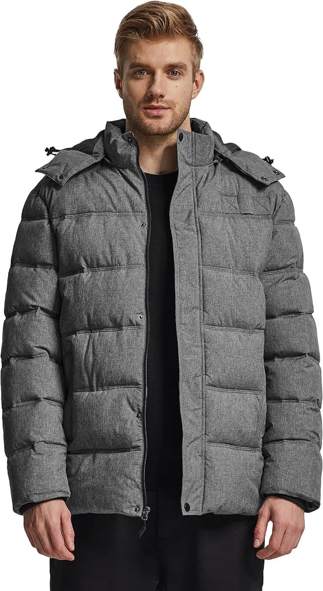 Detalle de Wantdo Giacca con cappuccio antivento invernale imbottita da lavoro e trekking