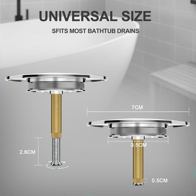 Thumbnail 1 de SURFOU Tapon Bañera Cromado Ø72mm, Ajustable y Antióxido