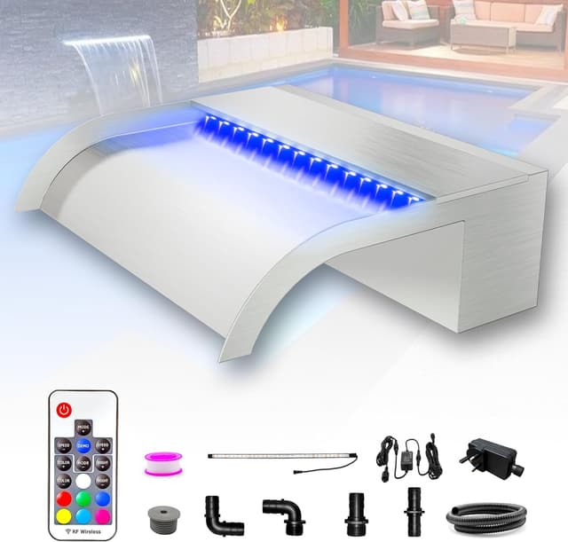 Detalle de Longrun Longrun 60 cm LED Teich-Wasserfall Set
