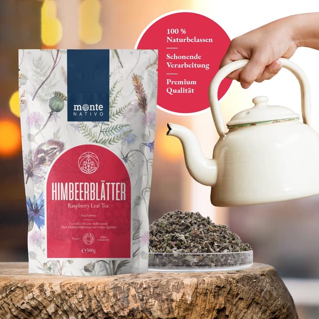 Detalle de Monte Nativo Himbeerblättertee 300 g – 100% natürlich für die Geburtsvorbereitung