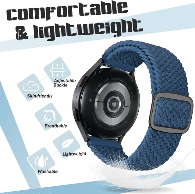 Detalle de Yunshare Braided Solo Loop Elastic Strap (Quick Release) – 18mm/19mm/20mm/22mm/24mm, 3 Pack