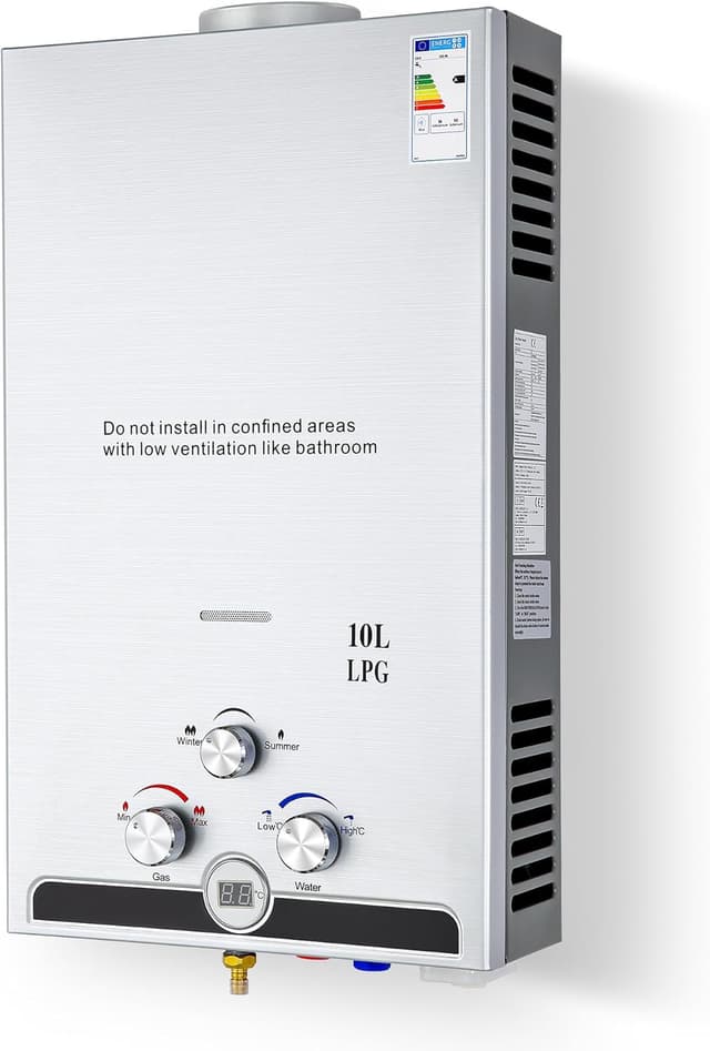 Detalle de CO-Z LPG Gasdurchlauferhitzer 10L Warmwasserbereiter (27–60 °C, 17 kW)