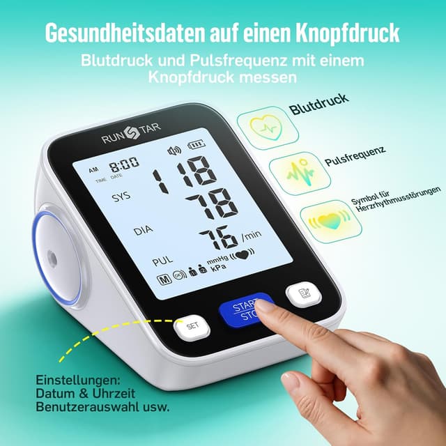 Detalle 2 de RunStar Blutdruckmessgerät Oberarm 22–42 cm