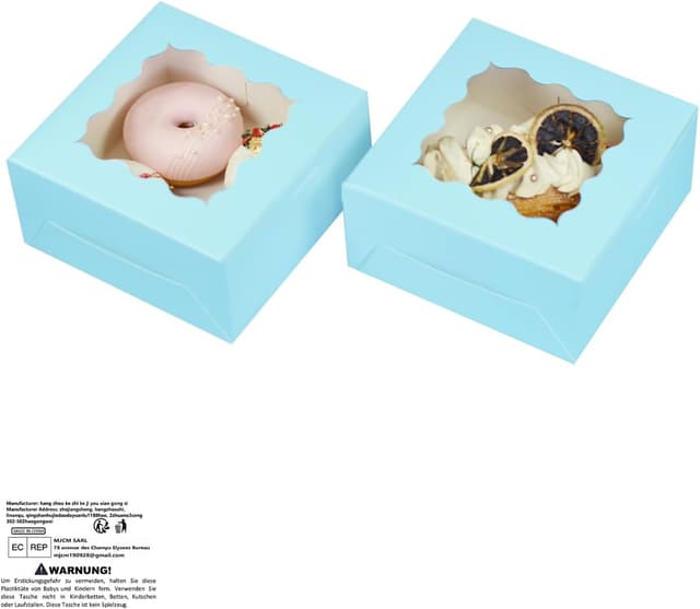 Detalle de Gcardist Lichtblaue Keks-Boxen mit Fenster (15 Stück) – Pop-up Bäckerei-Boxen für Gebäck