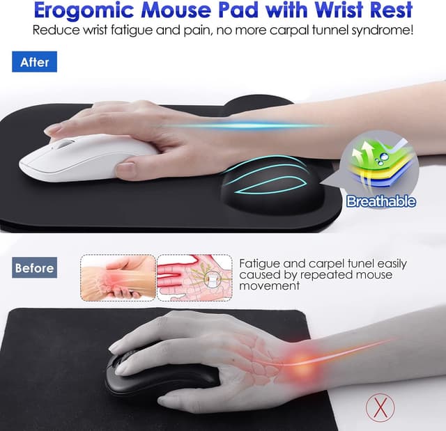 Detalle de Gimars Alfombrilla Ratón Ergonómica 27,94 cm