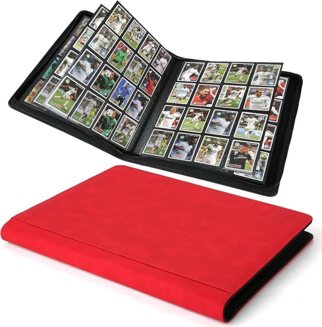 Detalle de Arkeiliy Premium Ringless Trading Card Binder (Red) — 1024-Capacity, 16 Side-Loading Pockets per Page