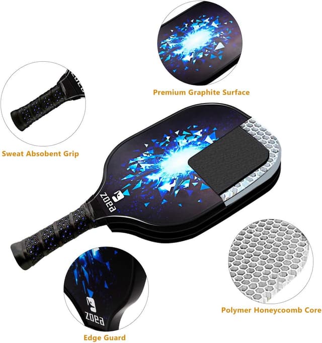 Detalle de ZOEA Pickleball Paddle (Graphite) with carbon fibre surface and polymer honeycomb core