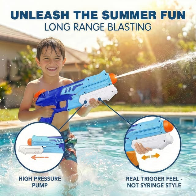Detalle 2 de Vivyklfc Water Pistols 2-Pack (300ml) – Leak-proof pump-action water blasters with 8–10m range