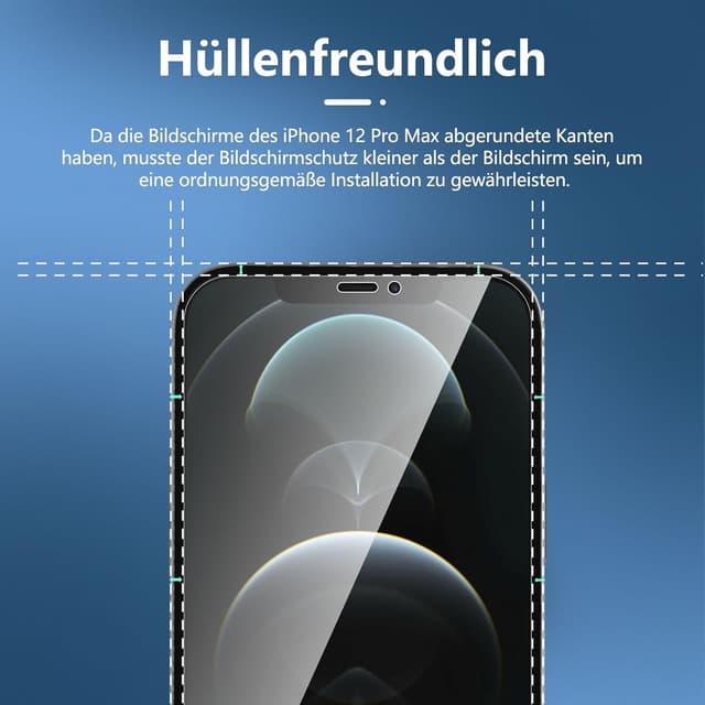 Detalle de NEW’C Sichtschutz-Schutzfolie (3 Stück) für iPhone 12 Pro Max – 9H, 28° Blickschutz & blasenfrei