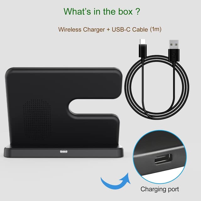 Detalle 2 de 3-in-1 Wireless Charger for Samsung phones, Galaxy Watch and Buds (10W stand + magnetic watch holder)