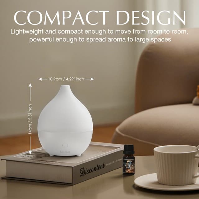 Detalle 1 de SALKING Diffusore di oli essenziali 100 ml con 8 LED e spegnimento automatico (senza BPA) bianco