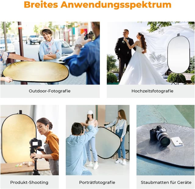 Thumbnail 2 de K&F CONCEPT 5 in1 Fotografie Licht Reflector 100x150cm Oval