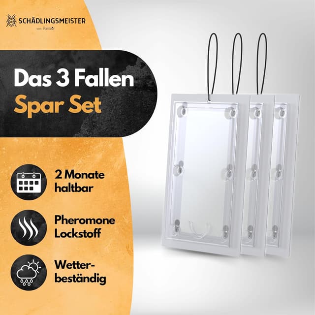 Detalle de Panteer Apfelwickler Falle (Pheromonfalle) – 3 Stück mit Schnur für Monitoring & Bedarfskontrolle