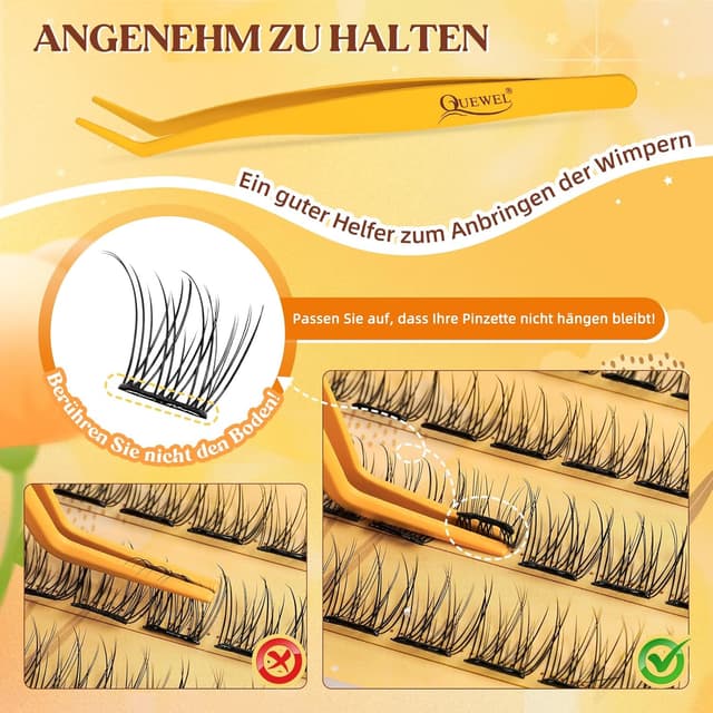 Detalle de QUEWEL Selbstklebende Wimpern Cluster 60 Stk. (10–16 mm) – ohne Kleber, wiederverwendbar