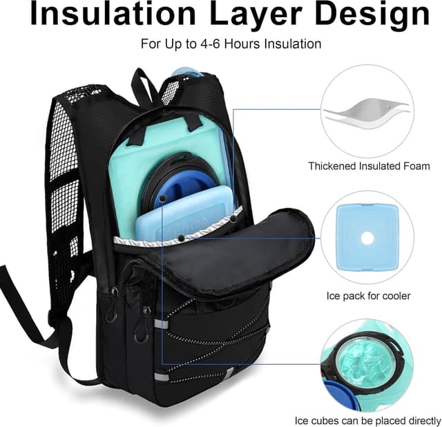 Detalle de MIYCOO Hydration Backpack (2L Hydration Bladder) Lightweight Water Backpack for Running, Hiking, Cycling