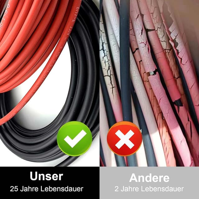 Detalle 2 de Solar-Kabel H1Z2Z2-K 4 mm² verzinntes Kupfer (H1Z2Z2-K), Solar-Verlängerung mit PV-Steckern rot/schwarz – 10 m