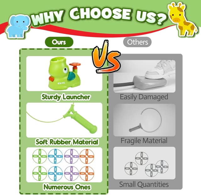 Detalle 2 de Veopoko flying disc launcher outdoor toy set for kids (ages 3–8)