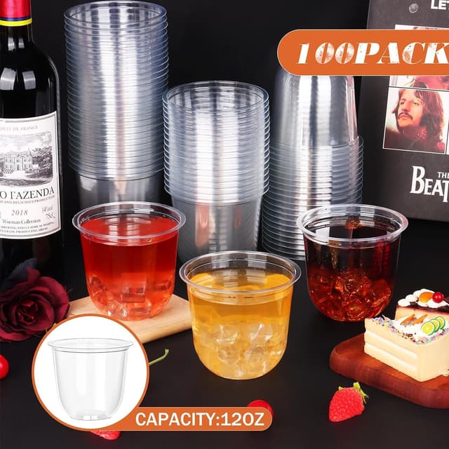 Thumbnail 1 de KesaPlan 12oz Disposable Stemless Wine Glasses 100pcs