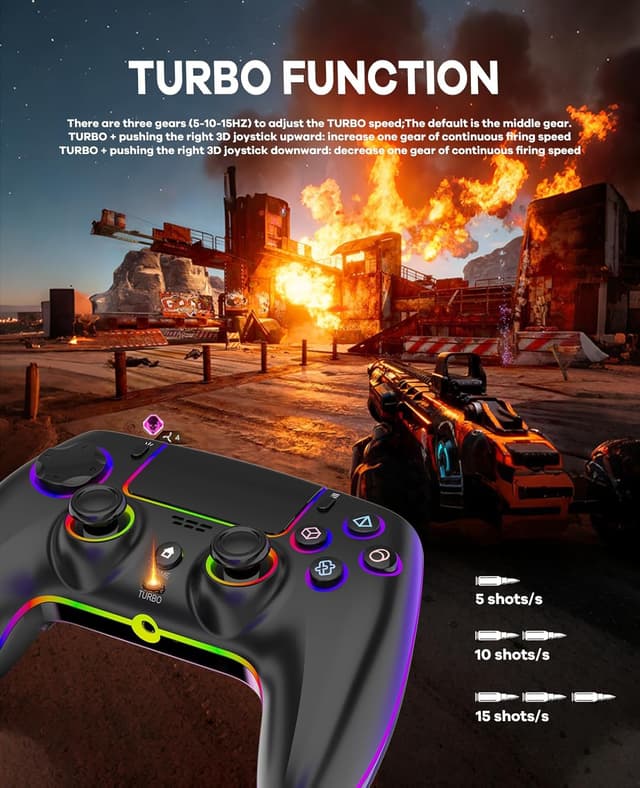 Detalle de QIVORO Wireless Controller with Hall Effect Joysticks (PS5/PC/Steam Deck/Mac/iOS/Android) and Turbo