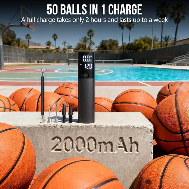 Detalle de Electric Ball Pump – Smart Air Pump with Accurate Pressure Gauge, LCD Display & Auto-Stop (Portable, USB Rechargeable)