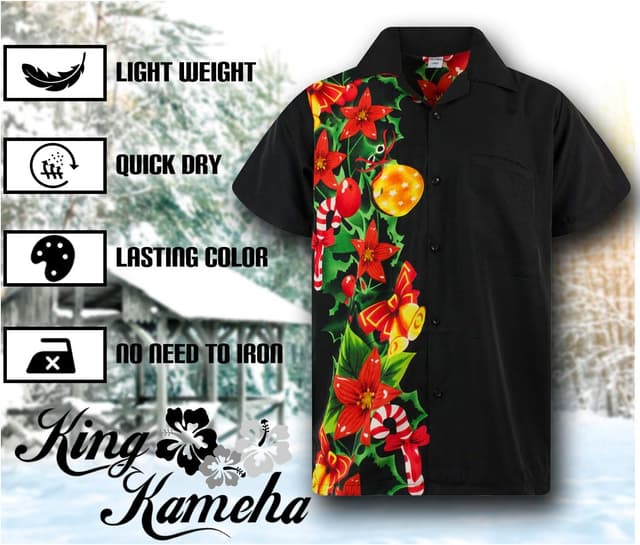 Detalle de Men's Ugly-Christmas-Shirts Funky Short-Sleeve Ginger-Bread Print Button-Up Shirt