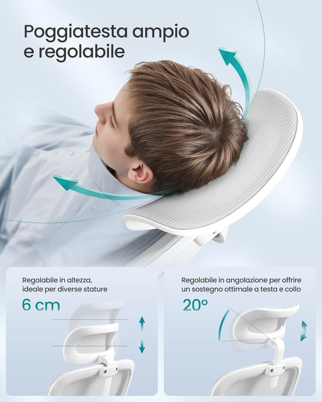 Thumbnail 6 de SONGMICS Sedia Ergonomica OBN041G01 con Supporto Lombare