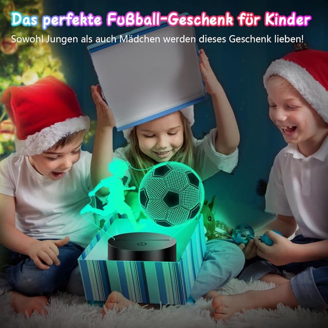 Detalle 2 de Polemera 3D Fußball-Nachtlicht für Jungen (16 Farben) mit Fernbedienung