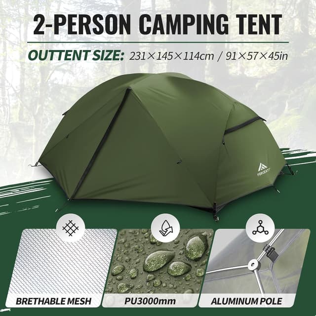 Detalle 2 de Forceatt Camping Tent 2-3 Man PU3000mm
