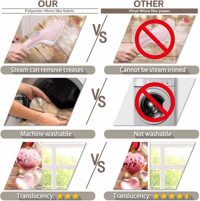 Detalle de Luminora 7x5ft Rustic Wooden Valentine’s Day Fabric Photography Backdrop with Love Heart Balloons & Glitter