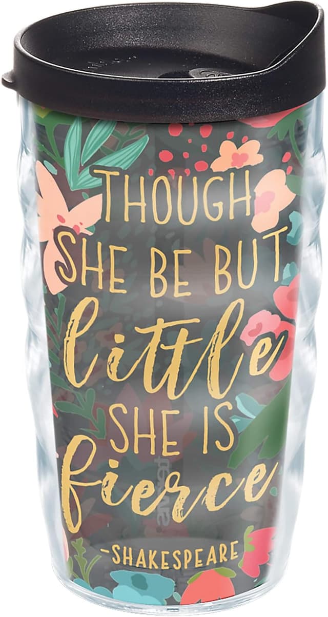 Detalle de Tervis “Though She Be But Little…She is Fierce” Double-Walled Insulated Tumbler, 10 oz Wavy Classic (Made in USA)