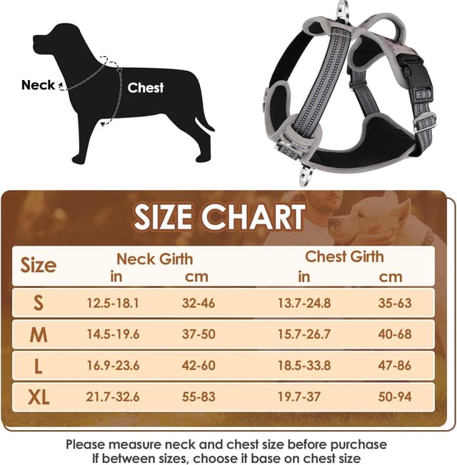 Detalle de Eyein No Pull Dog Harness Large (Camo Grey) – front clip control, padded handle & reflective straps