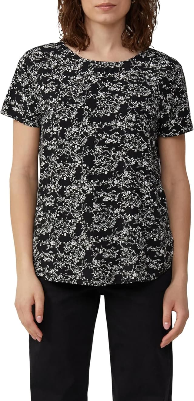 Detalle de QS Kurzarmbluse aus Viskose mit Rundhalsausschnitt