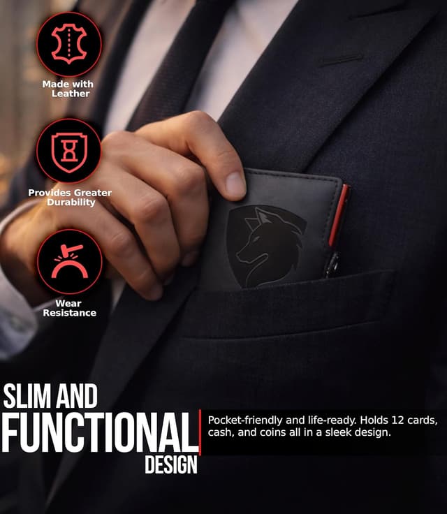 Detalle de TMillions Smart RFID Blocking Wallet for Men with GripLock and Smart Pop-Up Money Clip