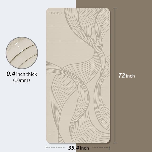 Detalle de PAIDU Large Yoga Mat (72 x 36 x 0.4) Extra Wide, Extra Thick Non-Slip POE Exercise Mat