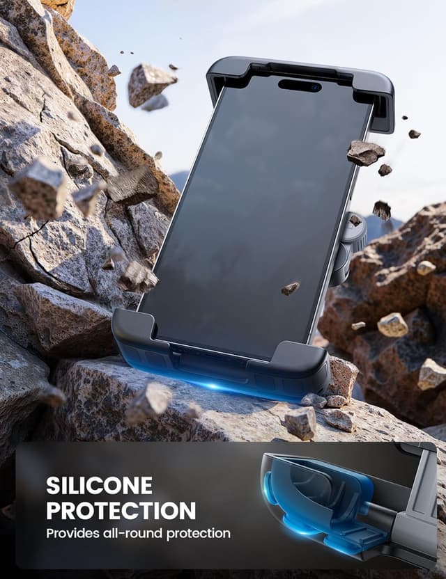 Detalle 2 de Lamicall Bike Phone Holder Bicycle with Foldable Clamp – Universal motorcycle/handlebar mount for iPhone & Samsung (Gray)