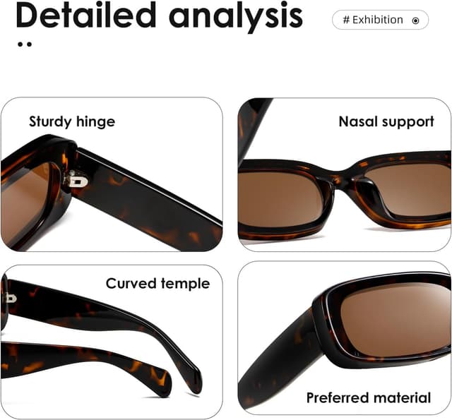 Detalle de Kimorn Women’s Retro Driving Sunglasses with UV400 Protection (Narrow Square Frame)